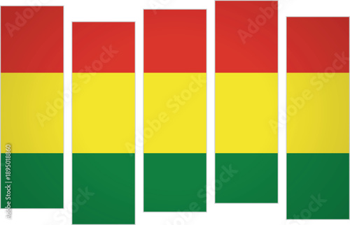 Flag of Bolivia. Flag with a design featuring vertical panels in a modular perspective