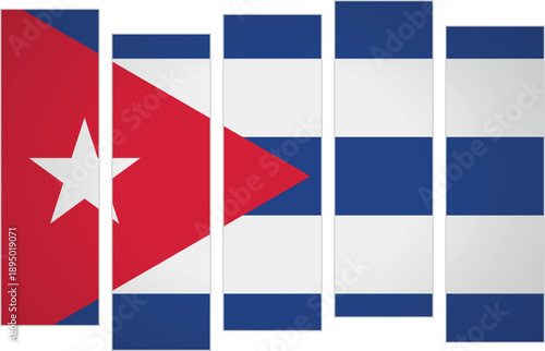 Flag of Cuba. Flag with a design featuring vertical panels in a modular perspective