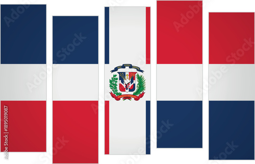 Flag of Dominican Republic. Flag with a design featuring vertical panels in a modular perspective