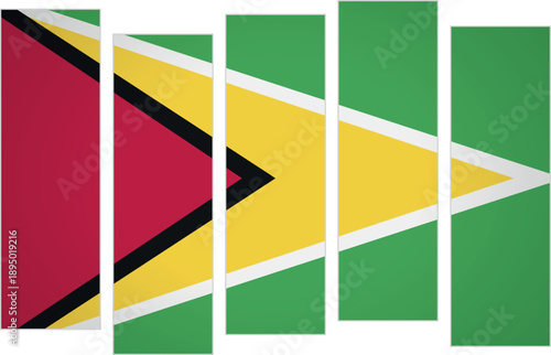 Flag of Guyana. Flag with a design featuring vertical panels in a modular perspective