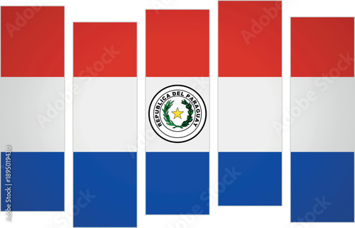 Flag of Paraguay. Flag with a design featuring vertical panels in a modular perspective