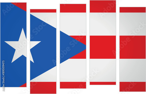 Flag of Puerto Rico. Flag with a design featuring vertical panels in a modular perspective