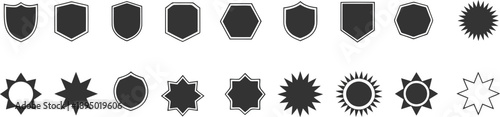 Collection of diverse geometric emblems and starburst shapes Vector