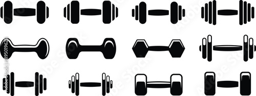 Various dumbbells for fitness and exercise routines Vector