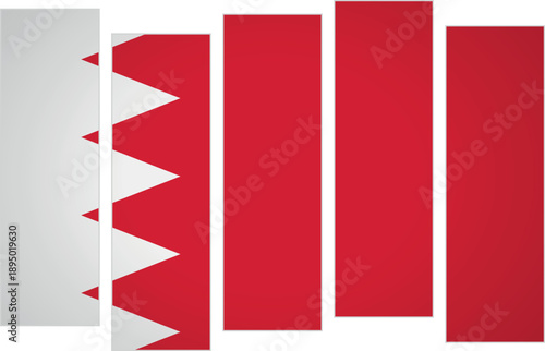 Flag of Bahrain. Flag with a design featuring vertical panels in a modular perspective