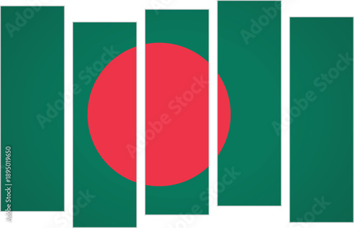Flag of Bangladesh. Flag with a design featuring vertical panels in a modular perspective