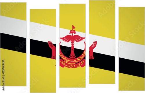 Flag of Brunei. Flag with a design featuring vertical panels in a modular perspective