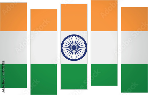Flag of India. Flag with a design featuring vertical panels in a modular perspective