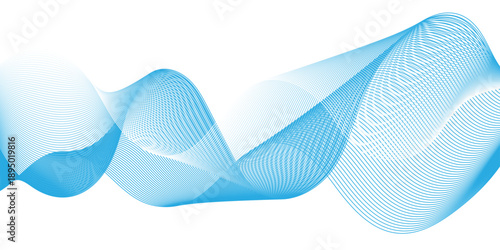 Modern abstract wave digital blue and white geometric technology. Abstract line wave gradient poster blend background vector.
