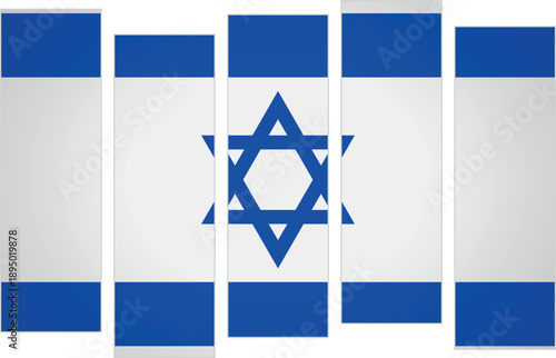 Flag of Israel. Flag with a design featuring vertical panels in a modular perspective