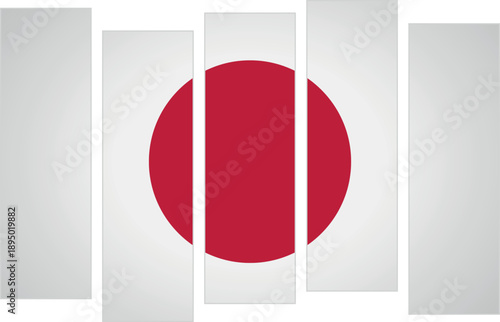 Flag of Japan. Flag with a design featuring vertical panels in a modular perspective