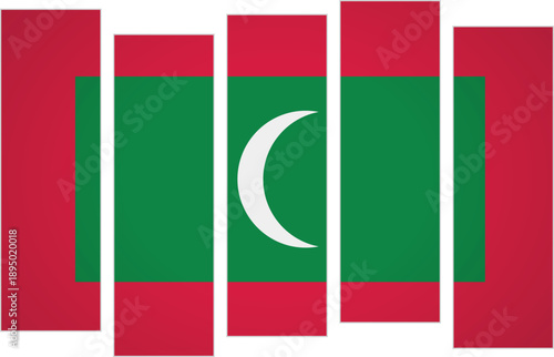 Flag of Maldives. Flag with a design featuring vertical panels in a modular perspective