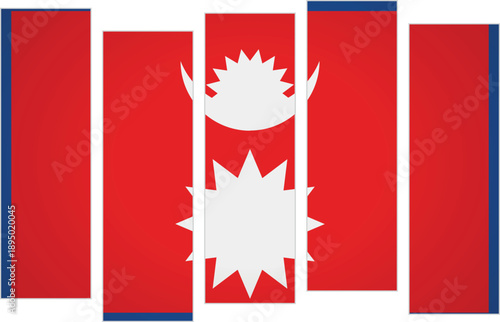 Flag of Nepal. Flag with a design featuring vertical panels in a modular perspective