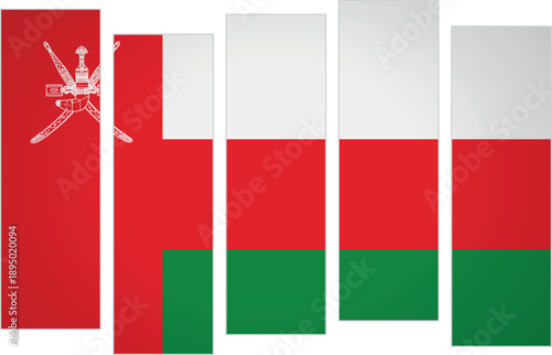 Flag of Oman. Flag with a design featuring vertical panels in a modular perspective