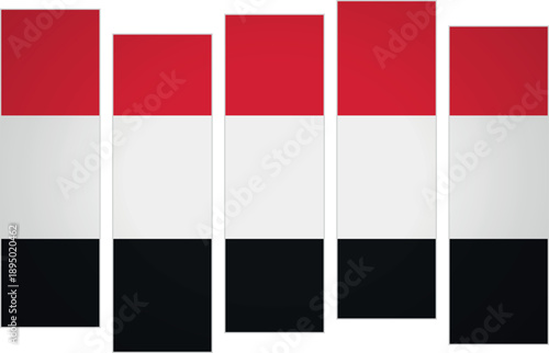 Flag of Yemen. Flag with a design featuring vertical panels in a modular perspective