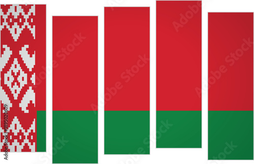 Flag of Belarus. Flag with a design featuring vertical panels in a modular perspective