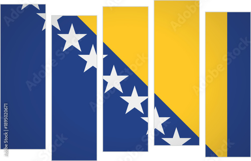 Flag of Bosnia And Herzegovina. A design featuring vertical panels in a modular perspective