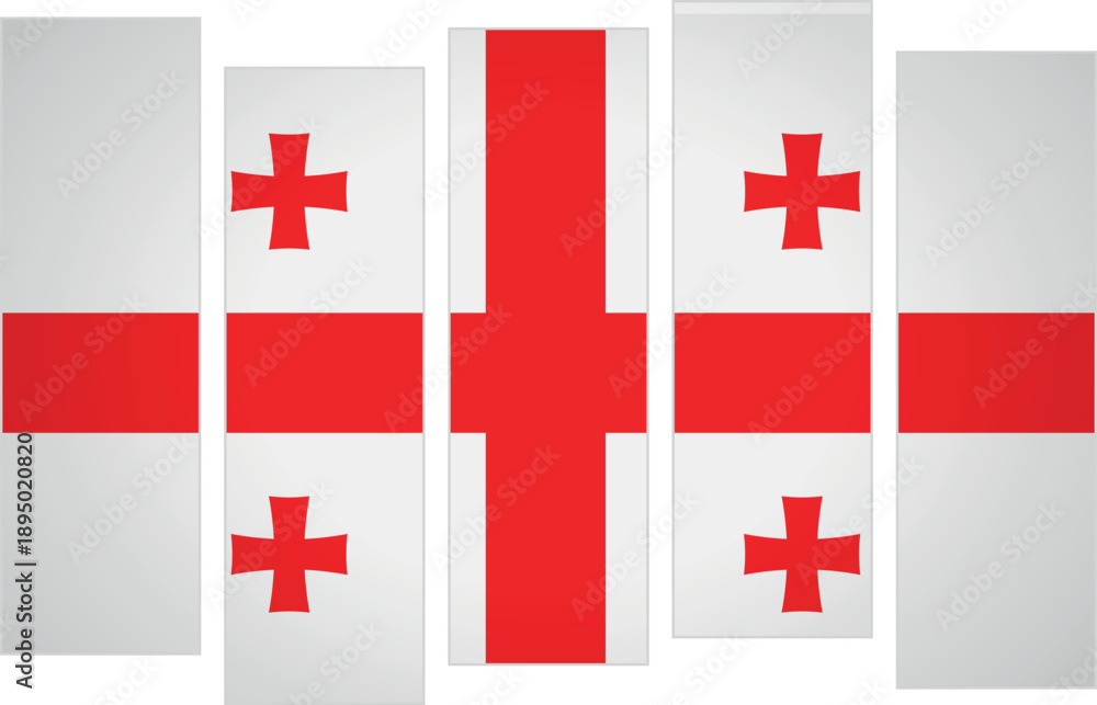 Fototapeta premium Flag of Georgia. Flag with a design featuring vertical panels in a modular perspective