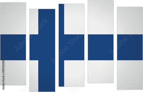 Flag of Finland. Flag with a design featuring vertical panels in a modular perspective