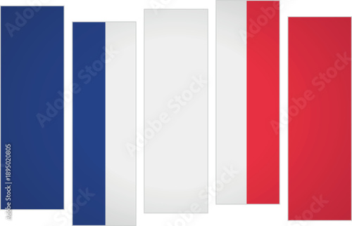 Flag of France. Flag with a design featuring vertical panels in a modular perspective