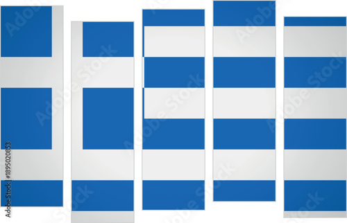 Flag of Greece. Flag with a design featuring vertical panels in a modular perspective