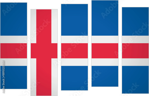 Flag of Iceland. Flag with a design featuring vertical panels in a modular perspective