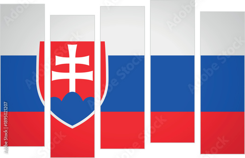 Flag of Slovakia. Flag with a design featuring vertical panels in a modular perspective