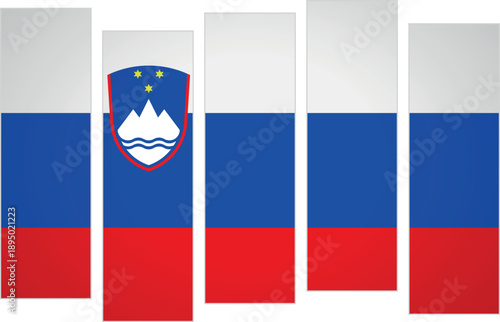 Flag of Slovenia. Flag with a design featuring vertical panels in a modular perspective