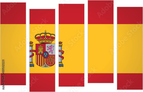 Flag of Spain. Flag with a design featuring vertical panels in a modular perspective
