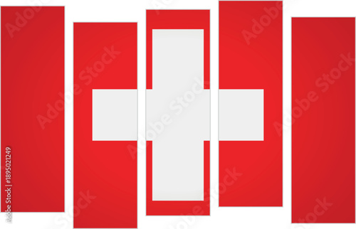 Flag of Switzerland. Flag with a design featuring vertical panels in a modular perspective