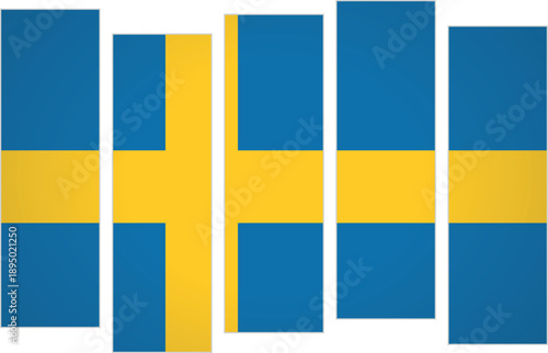 Flag of Sweden. Flag with a design featuring vertical panels in a modular perspective