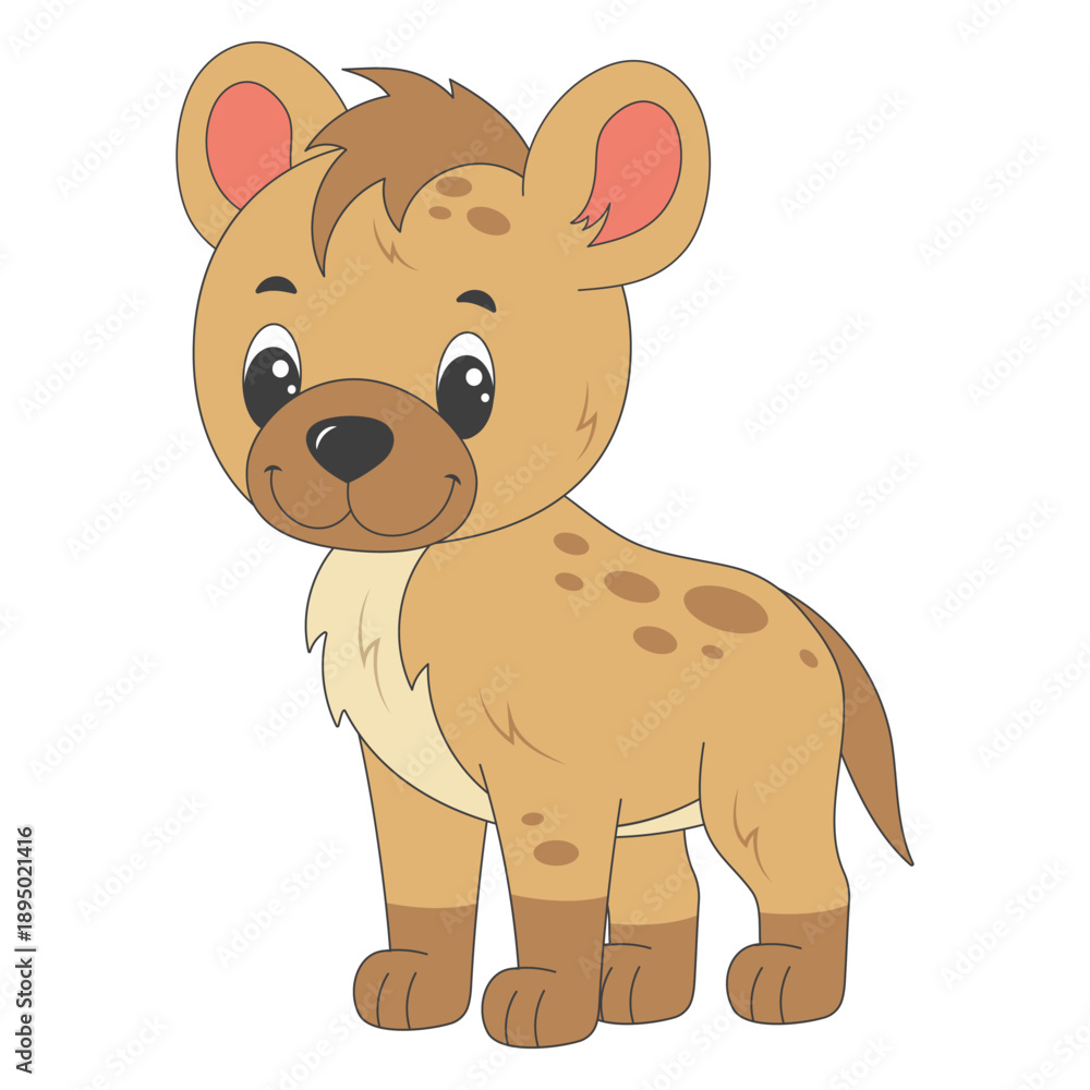 Fototapeta premium Cartoon baby hyena savanna animal