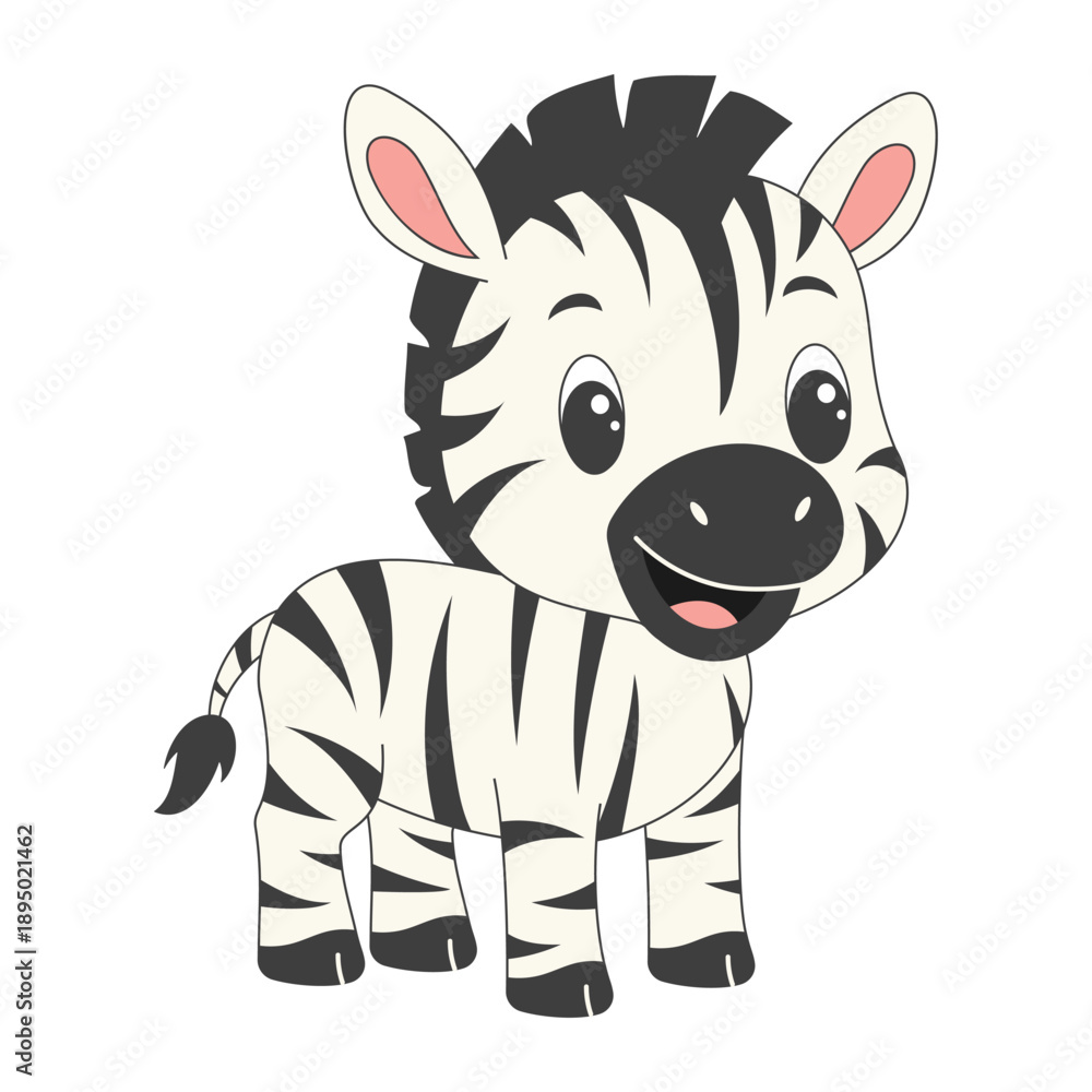 Obraz premium Cartoon baby zebra savanna animal