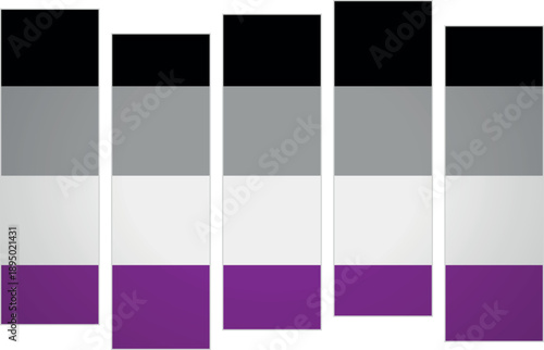 Flag of the Asexual. LGBTQ. Flag with a design featuring vertical panels in a modular perspective