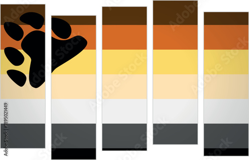 Bear Brotherhood Flag. LGBTQ. Flag with a design featuring vertical panels in a modular perspective