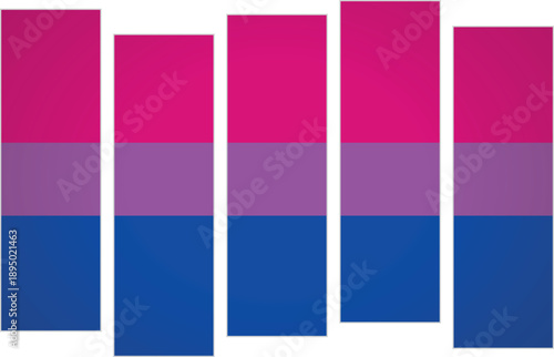 Bisexual pride flag. LGBTQ. Flag with a design featuring vertical panels in a modular perspective