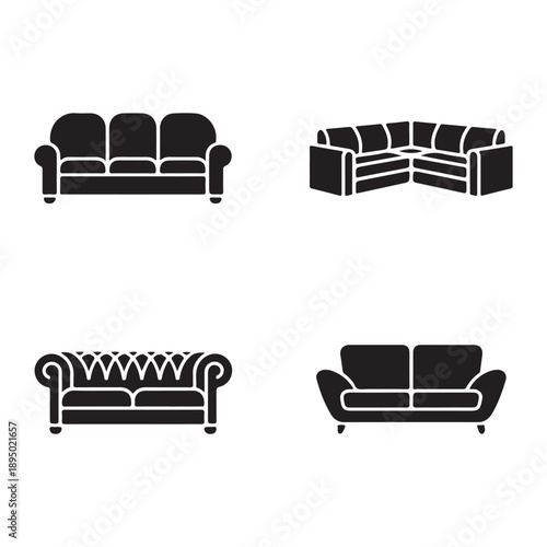 Cozy living room sofa icon for home interior