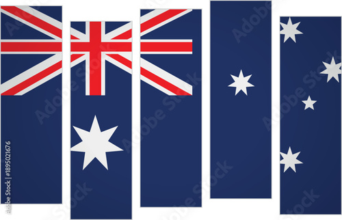 Flag of Australia. Flag with a design featuring vertical panels in a modular perspective