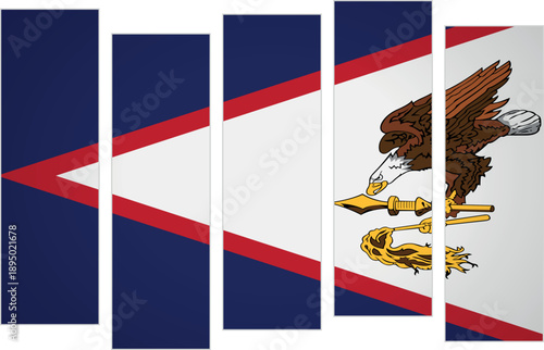 Flag of American Samoa. Flag with a design featuring vertical panels in a modular perspective