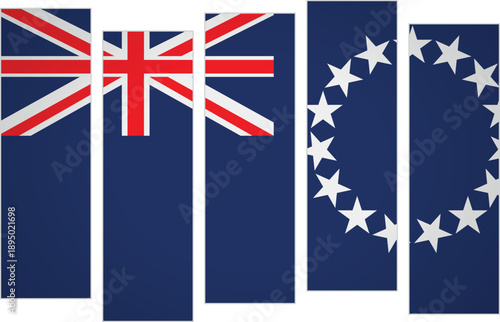 Flag of Cook Islands. Flag with a design featuring vertical panels in a modular perspective