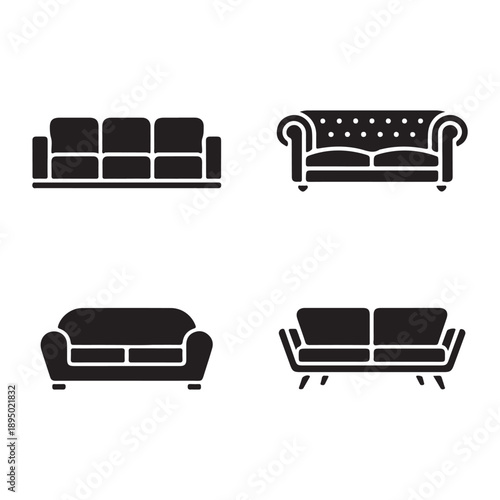 Comfortable couch icon showing relaxing home furniture