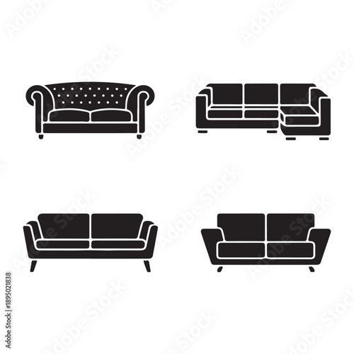 Cozy sofa icon for modern living room design