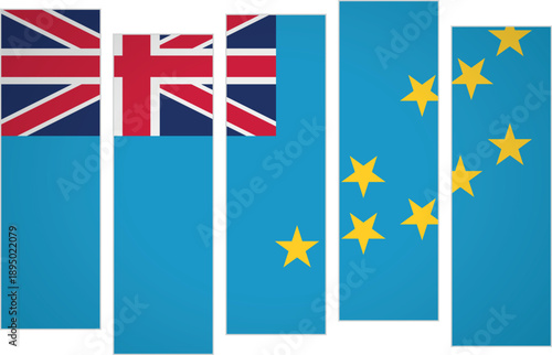 Flag of Tuvalu. Flag with a design featuring vertical panels in a modular perspective