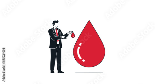 Businessman donating blood, vector illustration