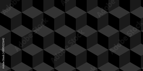 Abstract black cube grid polygon decoration block hexagon geometric texture background. block construction surface cubic wall square creative business texture backgroud.
