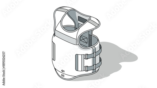 Orthopedic back brace in isometric style with shadow for medical use