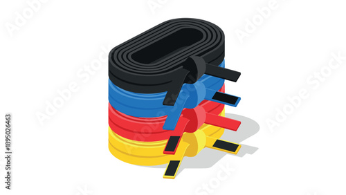 Isometric colorful resistance bands stack for fitness and exercise enthusiasts