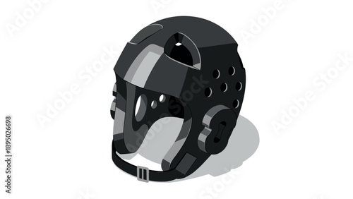 Isometric hockey helmet with modern design on white background