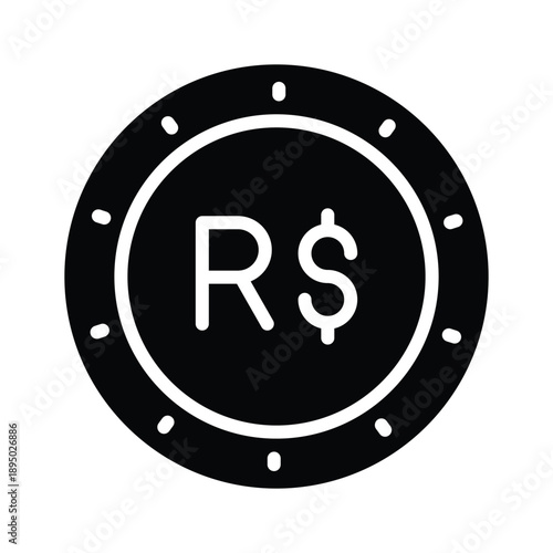 Modern glyph icon of brazilian real is ready for use