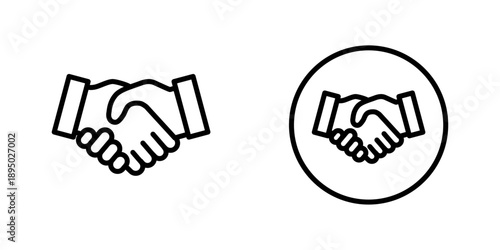 Handshake icons set, business partnership agreement symbol, cooperation and trust outline icons